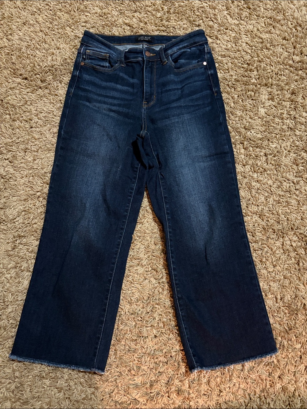 Judy Blue Dark Blue Cropped Wide-Leg Women’s Jeans